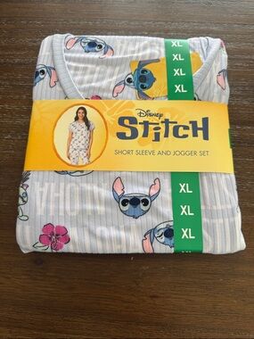 Disney Stitch Light Blue Short Sleeve & Jogger Set Size XL